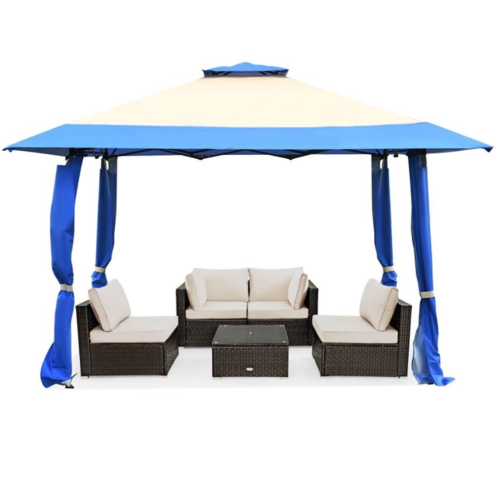 Costway 13'x13' Gazebo Canopy Shelter Awning Tent Patio Garden Outdoor Companion Blue