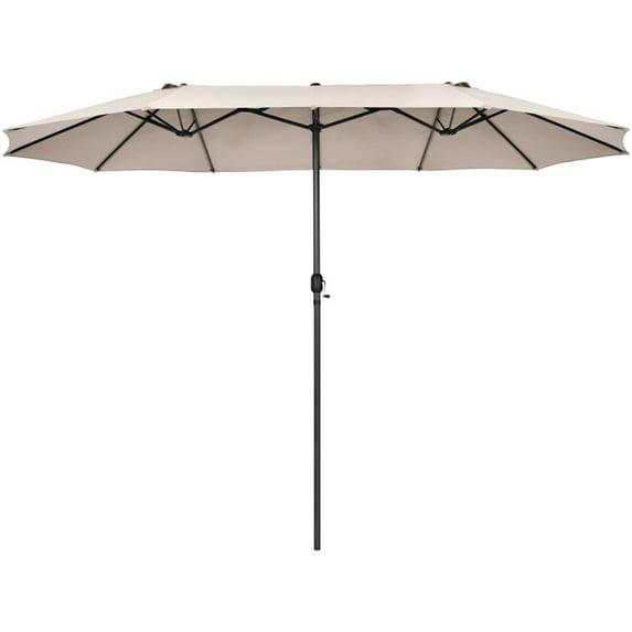 Latitude Run® 15 Feet Patio Double-Sided Umbrella With Hand-Crank System
