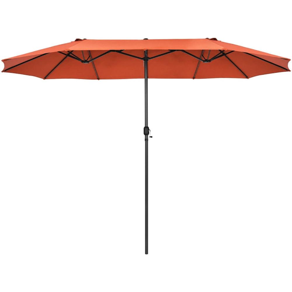 Costway 15FT Patio Double-Sided Umbrella Crank Outdoor Garden Market Sun Shade Orange