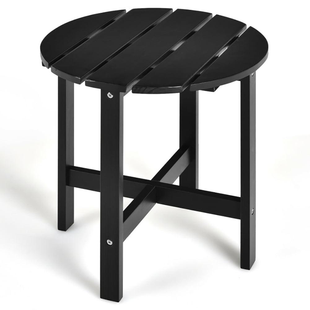 Costway 18'' Patio Round Side End Coffee Table Wooden Slat Garden Deck Black