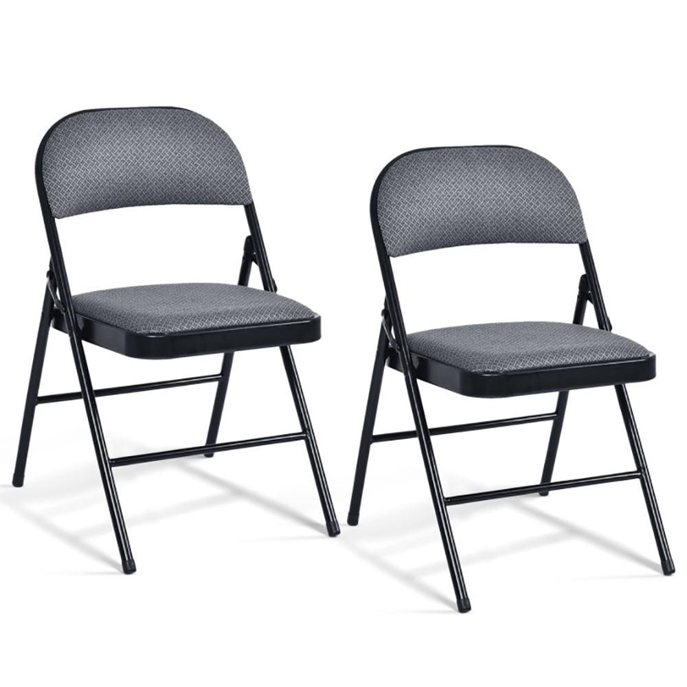 Canddidliike 2 PCS Folding Chair Set with Upholstered Seat and Fabric Covered Backrest