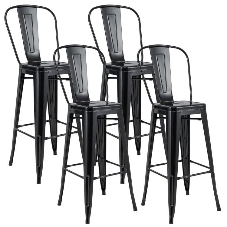 Costway 30" Bar Height Chairs with Footrest & Removable Backrest Rubber Feet for Kitchen