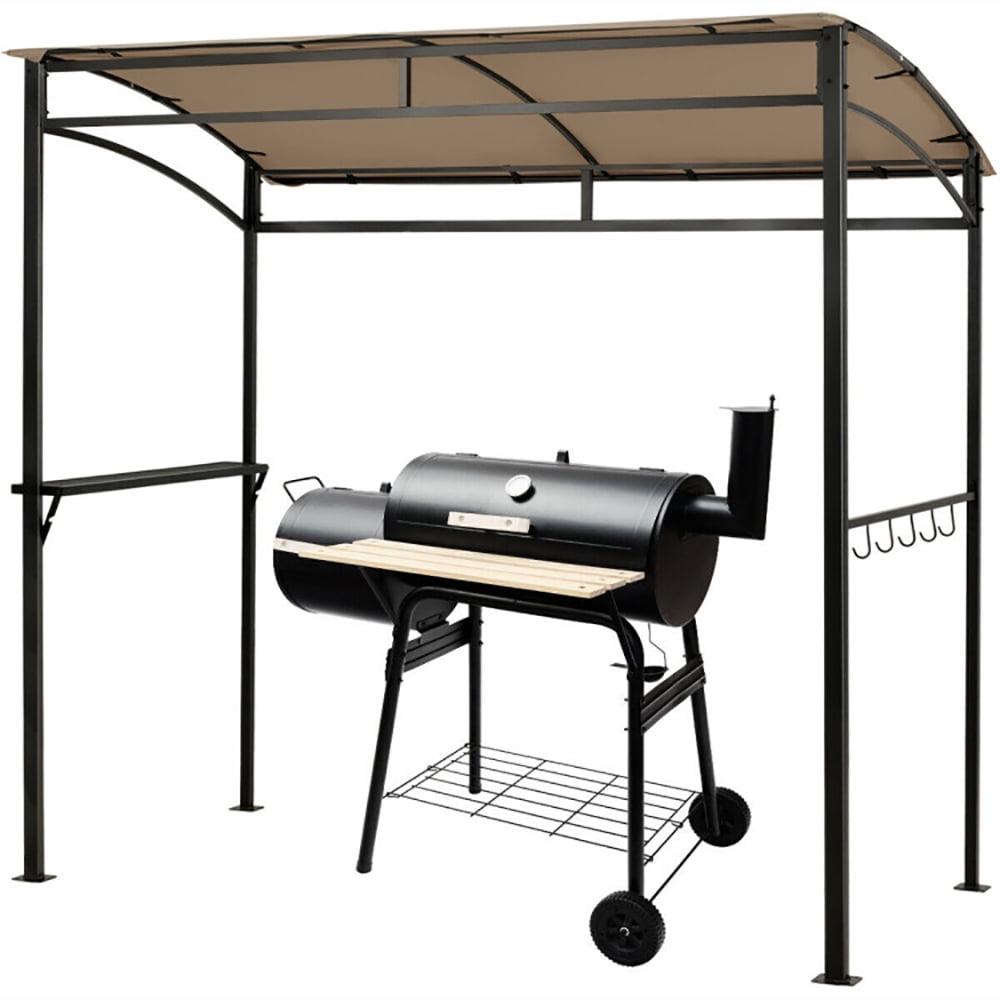 Brown Steel Grill Gazebo with Polyester Canopy