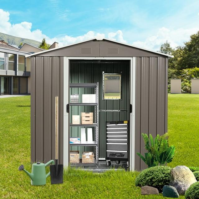 8Ft X 4Ft Outdoor Metal Storage Shed With Window