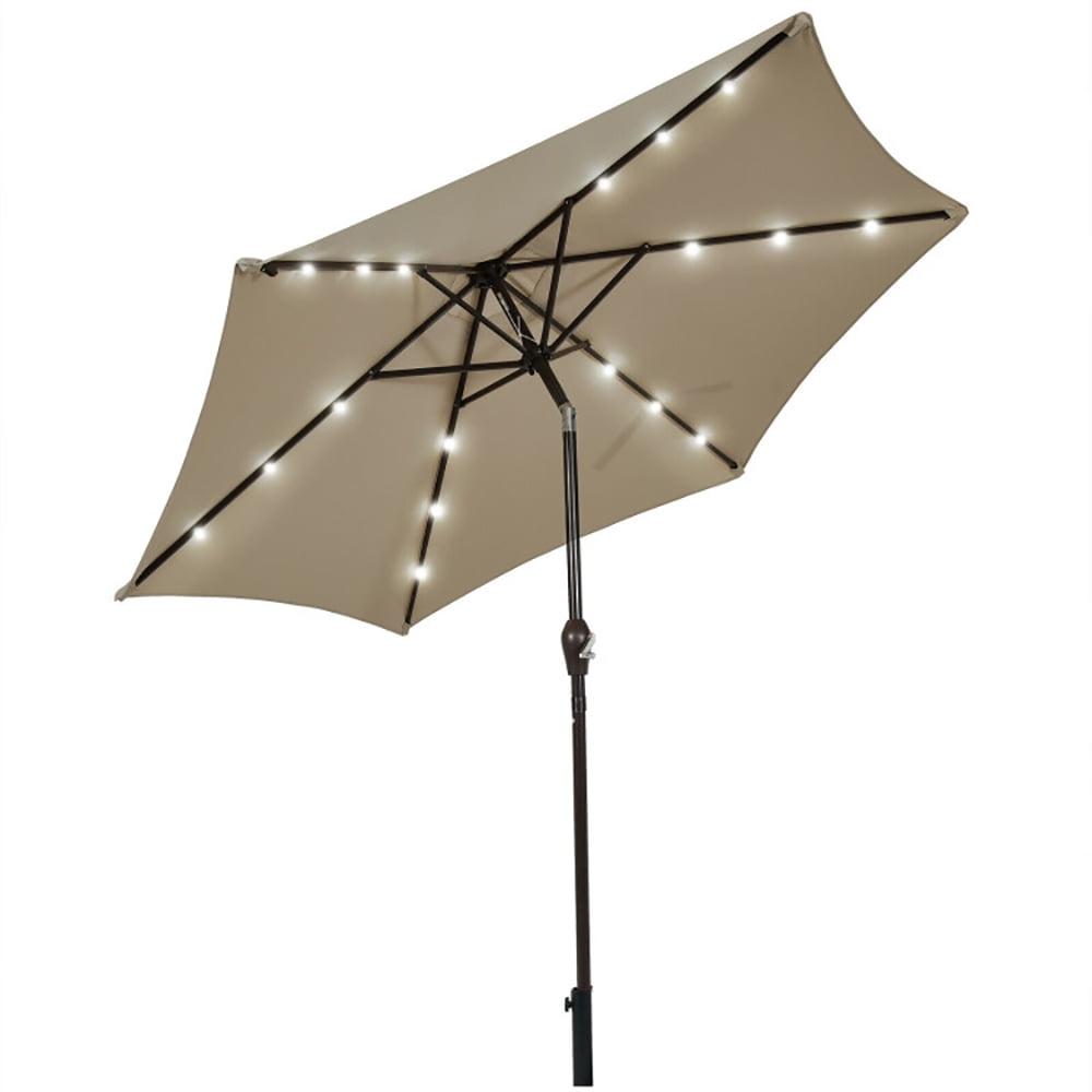 Latitude Run® 9 Feet Patio LED Solar Umbrella With Crank