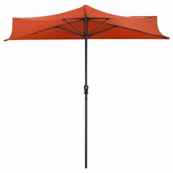 Resenkos 9Ft Patio Bistro Half Round Umbrella -Orange, Patio Offset Umbrella with Easy Tilt Adjustment, Outdoor Hanging Umbrella, Sunshade Umbrella Canopy