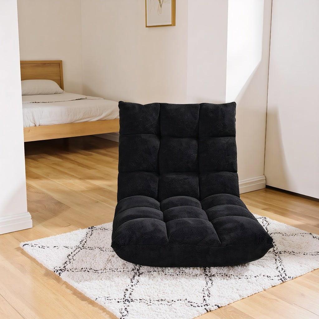 Tangkula Adjustable 14-Position Floor Chair ,Padded Gaming Chair Lazy Recliner Black