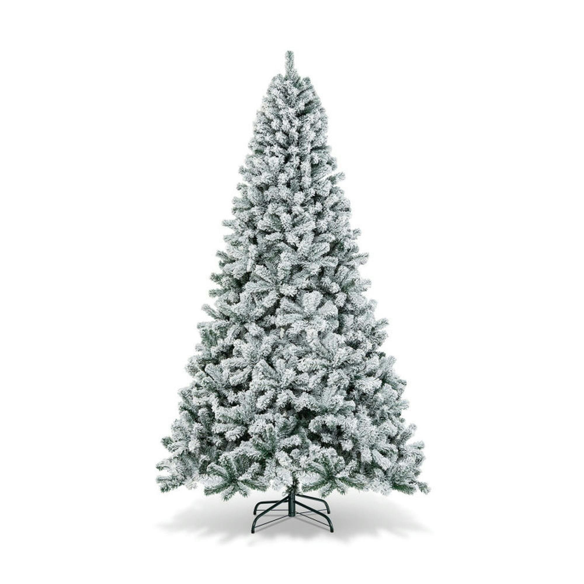 Costway 9ft Snow Flocked Hinged Artificial Christmas Tree Unlit Metal