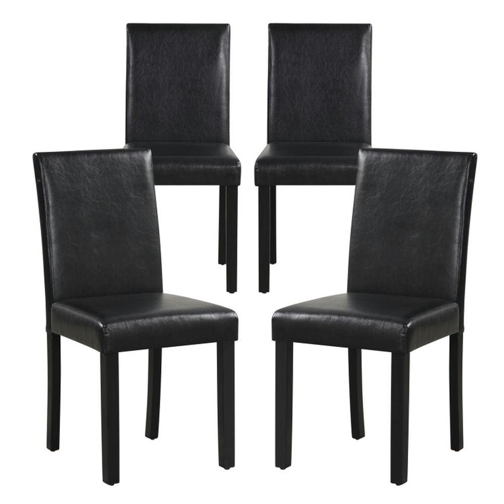 Tangkula Dining Chair Set of 4 w/ Acacia Wood Frame & Rubber Wood Legs Padded Backrest