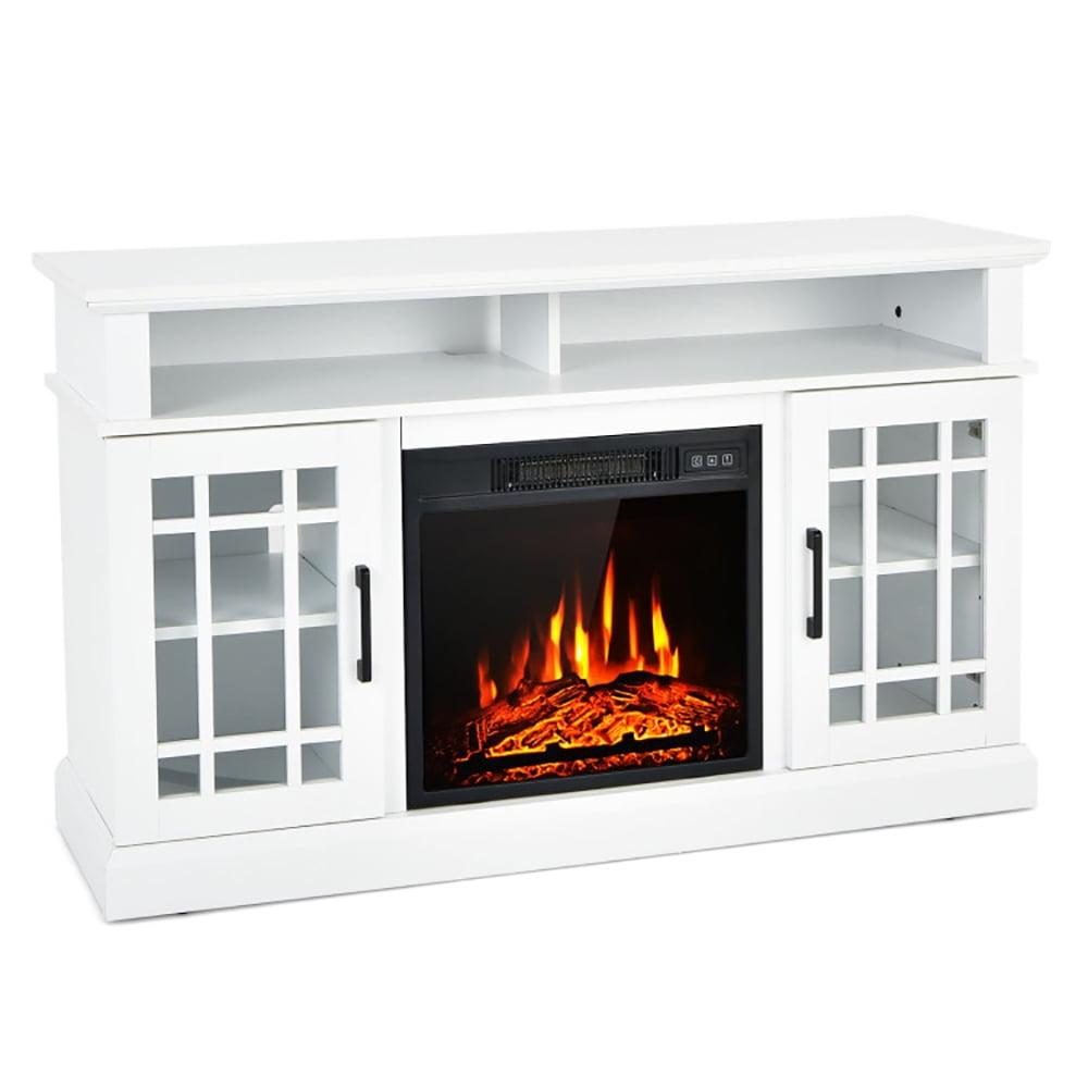 Costway 48'' Fireplace TV Stand W/ 1400W Electric Fireplace for TVs up to 50 Inches White