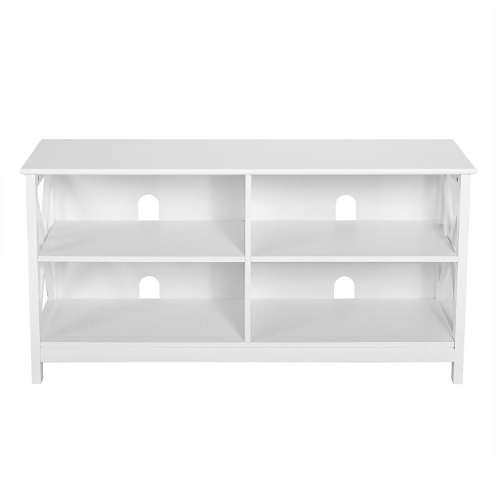 Resenkos Entertainment Centers,TV Stands,Wooden TV Stand Entertainment for TVs up to 55 Inch with X-Shaped Frame-White
