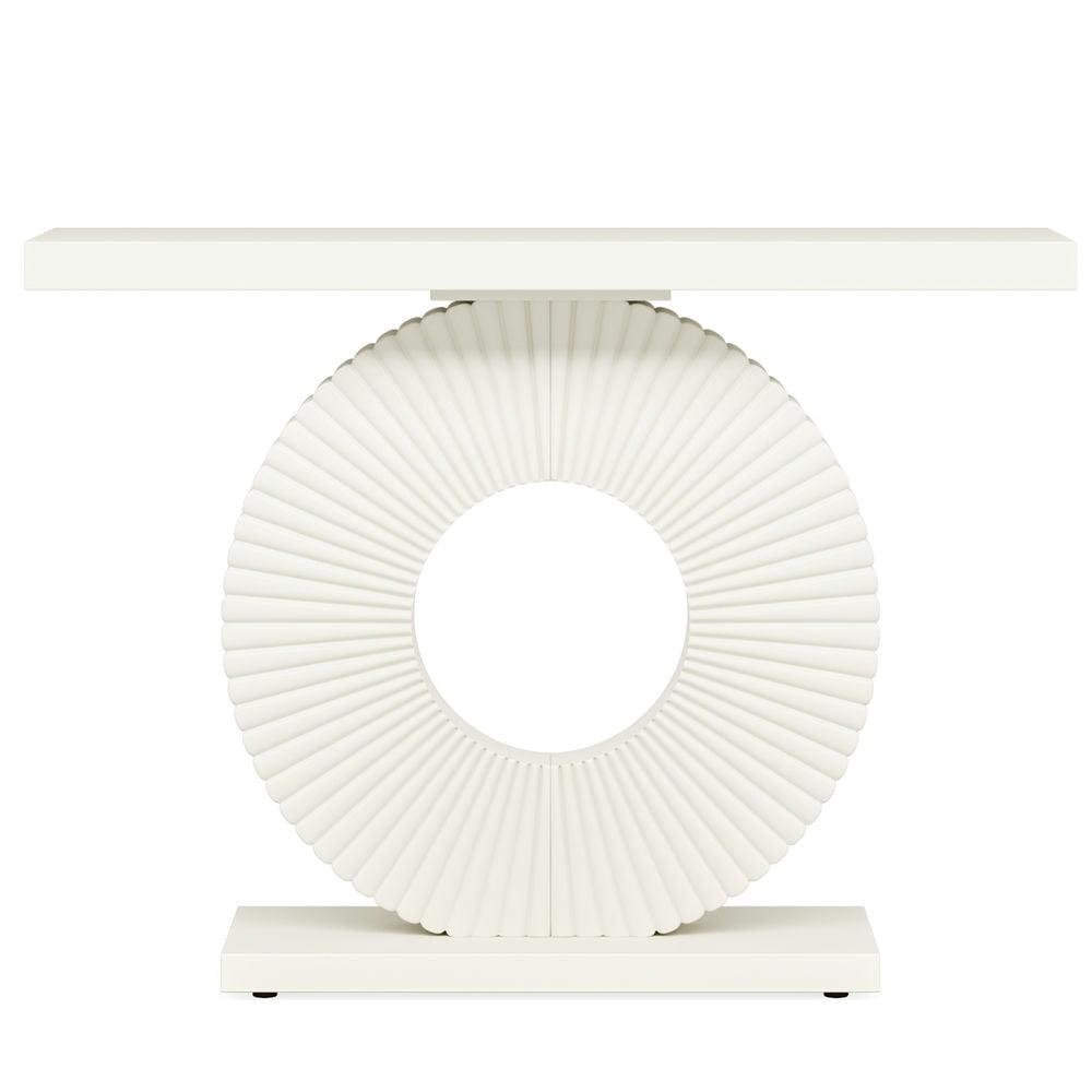 Resenkos Entryway Table, Console Sofa Table,Modern Console Table 40" Wood Sofa Table with Geometric Base,White