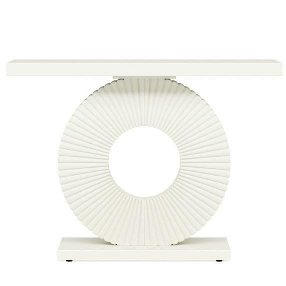 Resenkos Entryway Table, Console Sofa Table,Modern Console Table 40" Wood Sofa Table with Geometric Base,White