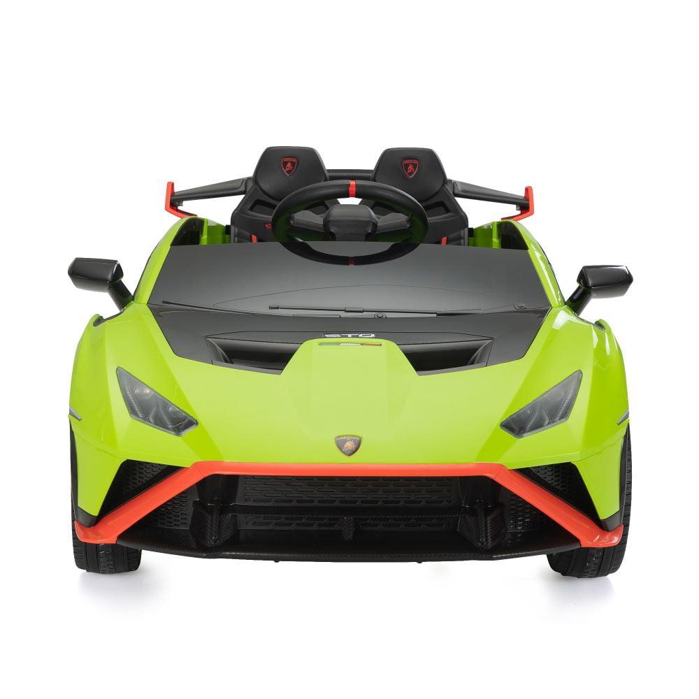 Green 12V Battery Powered Ride-On Sports Car with LED Lights