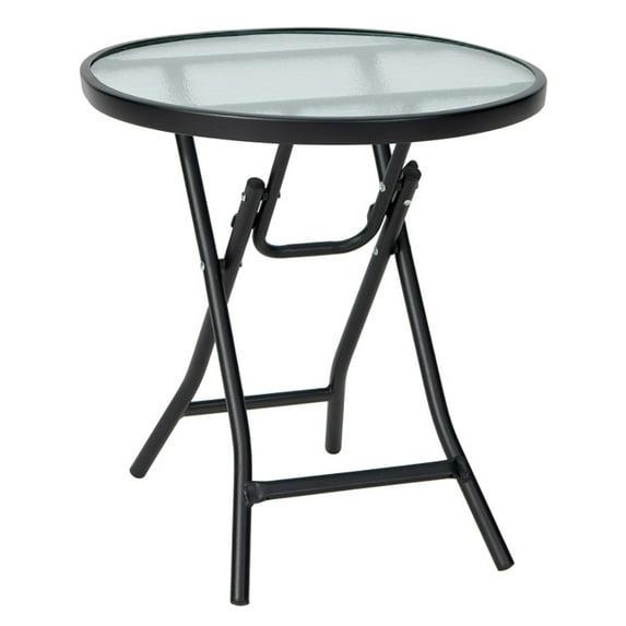 Kepooman Outdoor Side Table, Patio Table, Coffee Table, Patio Side Table with Tempered Glass Tabletop