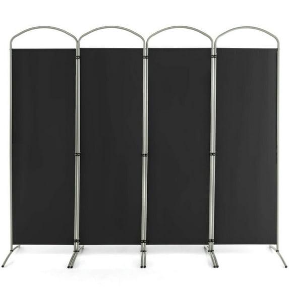 Costway 4 Panels Folding Room Divider 6 Ft Tall Fabric Privacy Screen Black