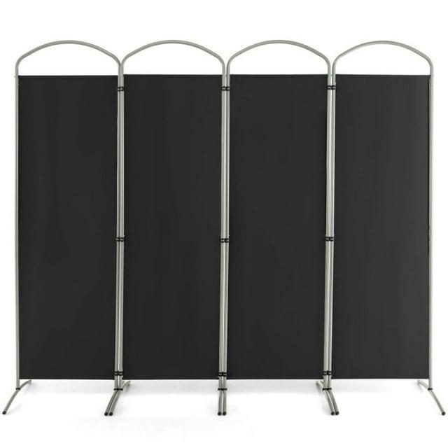 Costway 4 Panels Folding Room Divider 6 Ft Tall Fabric Privacy Screen Black