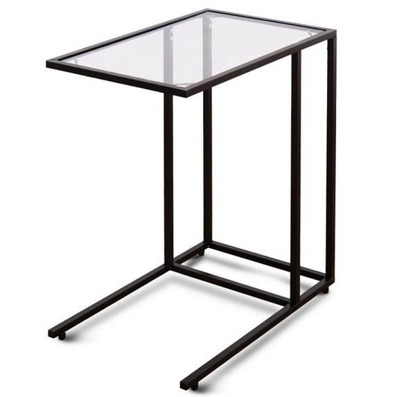 Canddidliike Sofa End Table Coffee Side Table with Glass Top, Glass Top Side Table, Sturdy Steel Frame, Easy to Clean, Great for End Tables & Decorative Displays