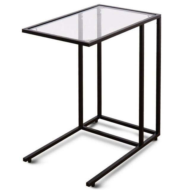 Canddidliike Sofa End Table Coffee Side Table with Glass Top, Glass Top Side Table, Sturdy Steel Frame, Easy to Clean, Great for End Tables & Decorative Displays