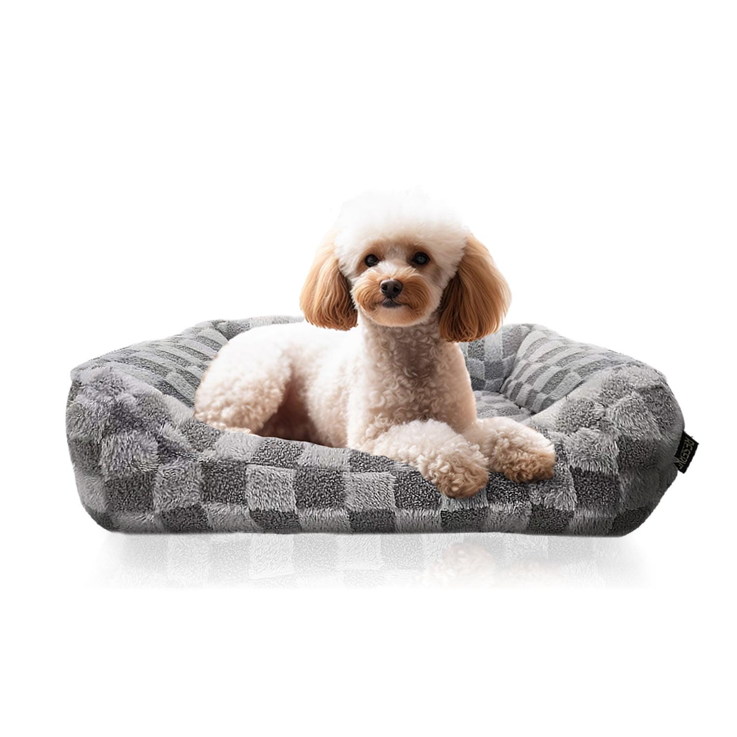 Large Grey Jacquard Ultra-Soft Pet Bed