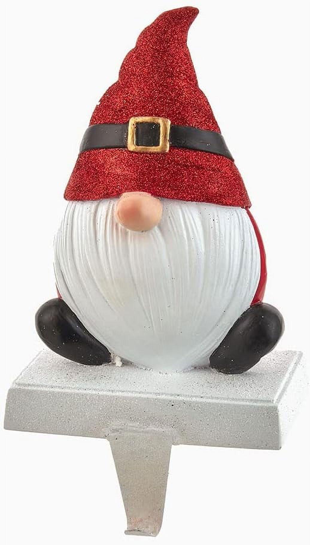 10-Inch Red and White Resin Gnome Stocking Holder