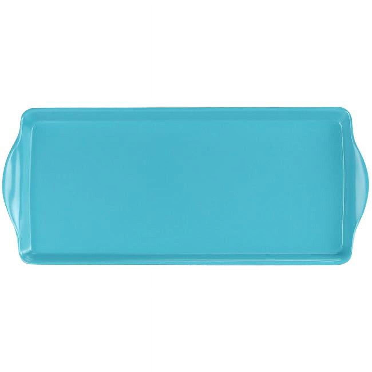 Turquoise Rectangular Melamine Serving Tray for Indoor/Outdoor
