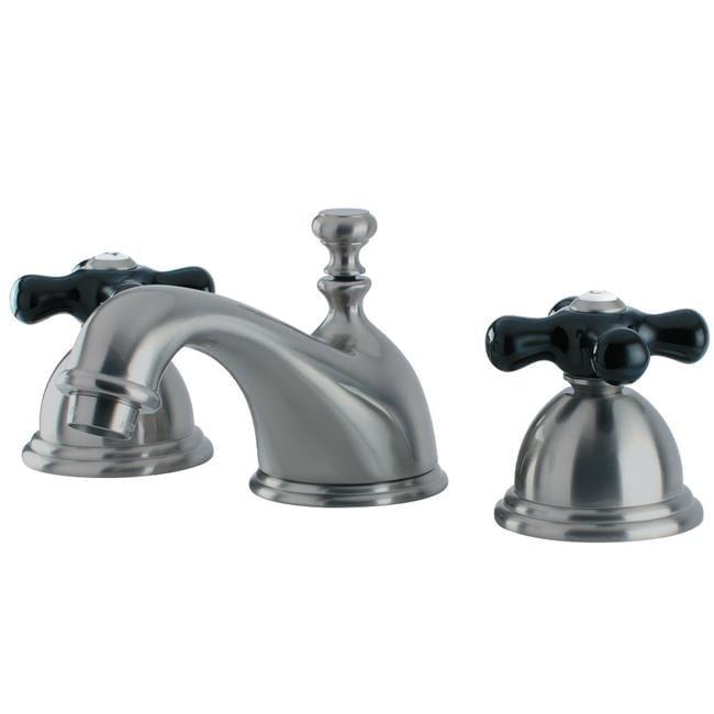 Kingston Brass KS3968PKX Kingston Brass Duchess Two-Handle 3-Hole Deck Mount Widespread Bathroom Faucet with Brass Pop-Up Drain