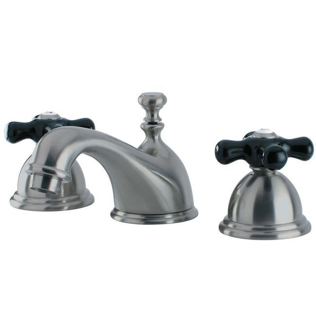 Brushed Nickel Traditional Widespread Bathroom Faucet with Drain Assembly