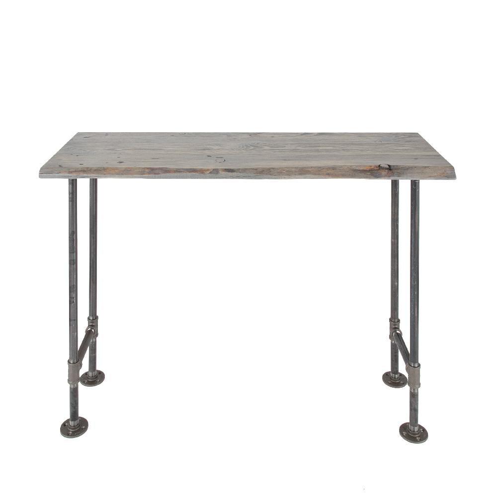 Riverstone Grey 48" Solid Wood Console Table with Industrial Steel Legs