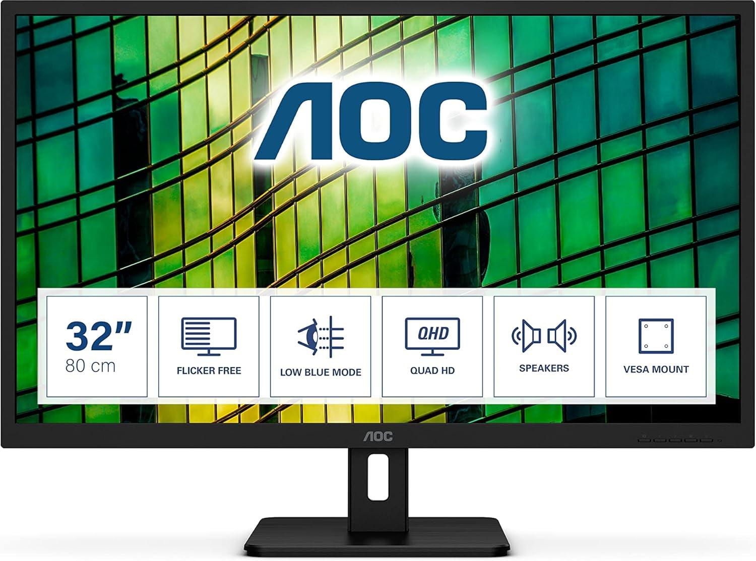 AOC Q32E2N-B 31.5" 2560x1440 75Hz QHD Monitor - Certified Refurbished