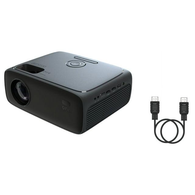 Restored ONN 720P HD Home Theater Projector with 6' HDMI Cable, Black, HDMI/USB/MicroSD/AV - Indoor & outdoor use 100096801 (Refurbished)
