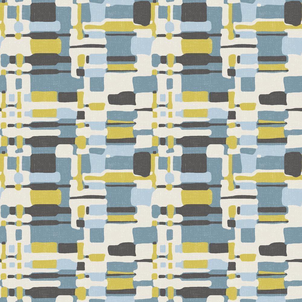 Retro Blue and Tan Plaid Peel and Stick Wallpaper Roll