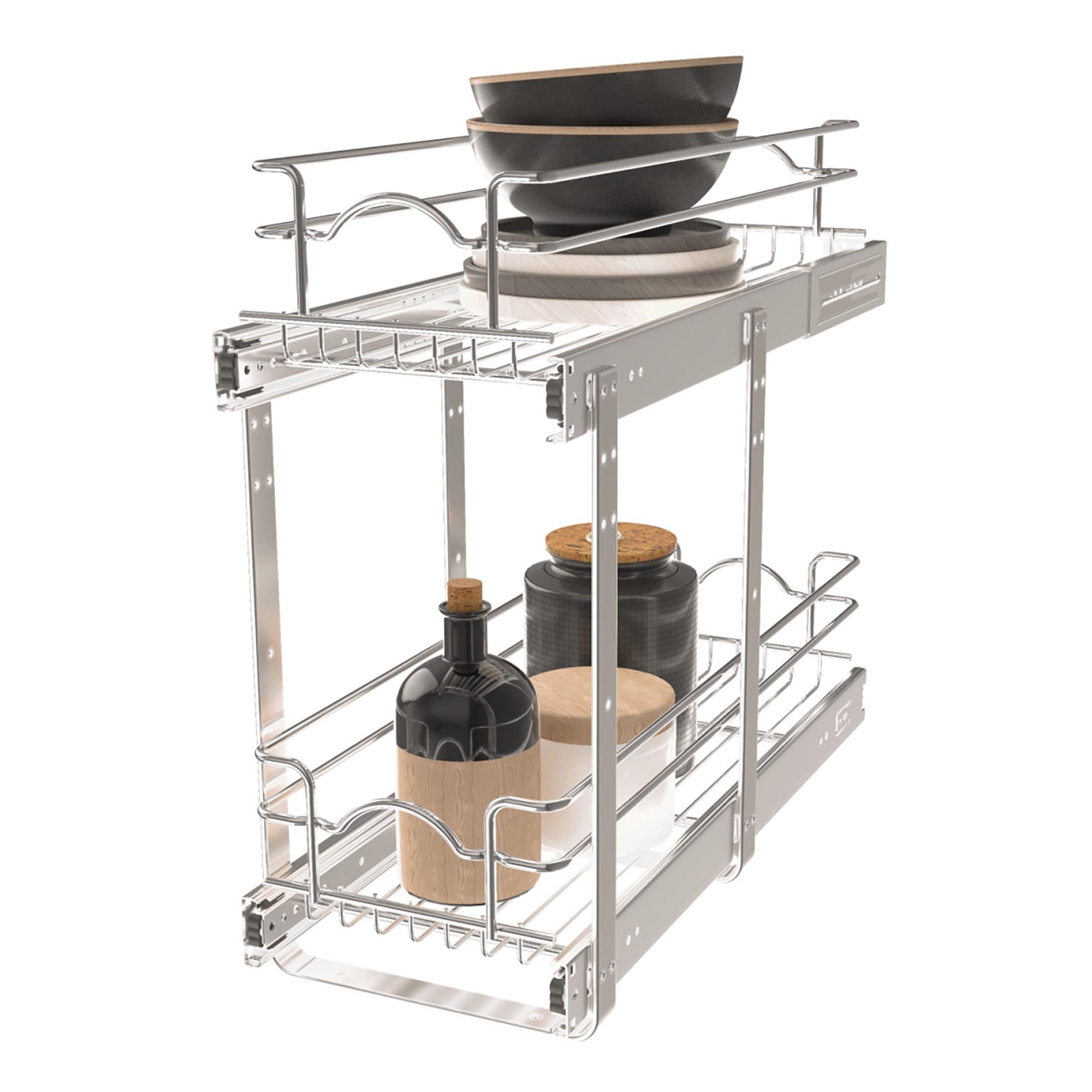 Rev-A-Shelf 5WB2 2-Tier Wire Basket Pull Out Shelf Storage for Kitchen Base Cabinet Organization, Chrome