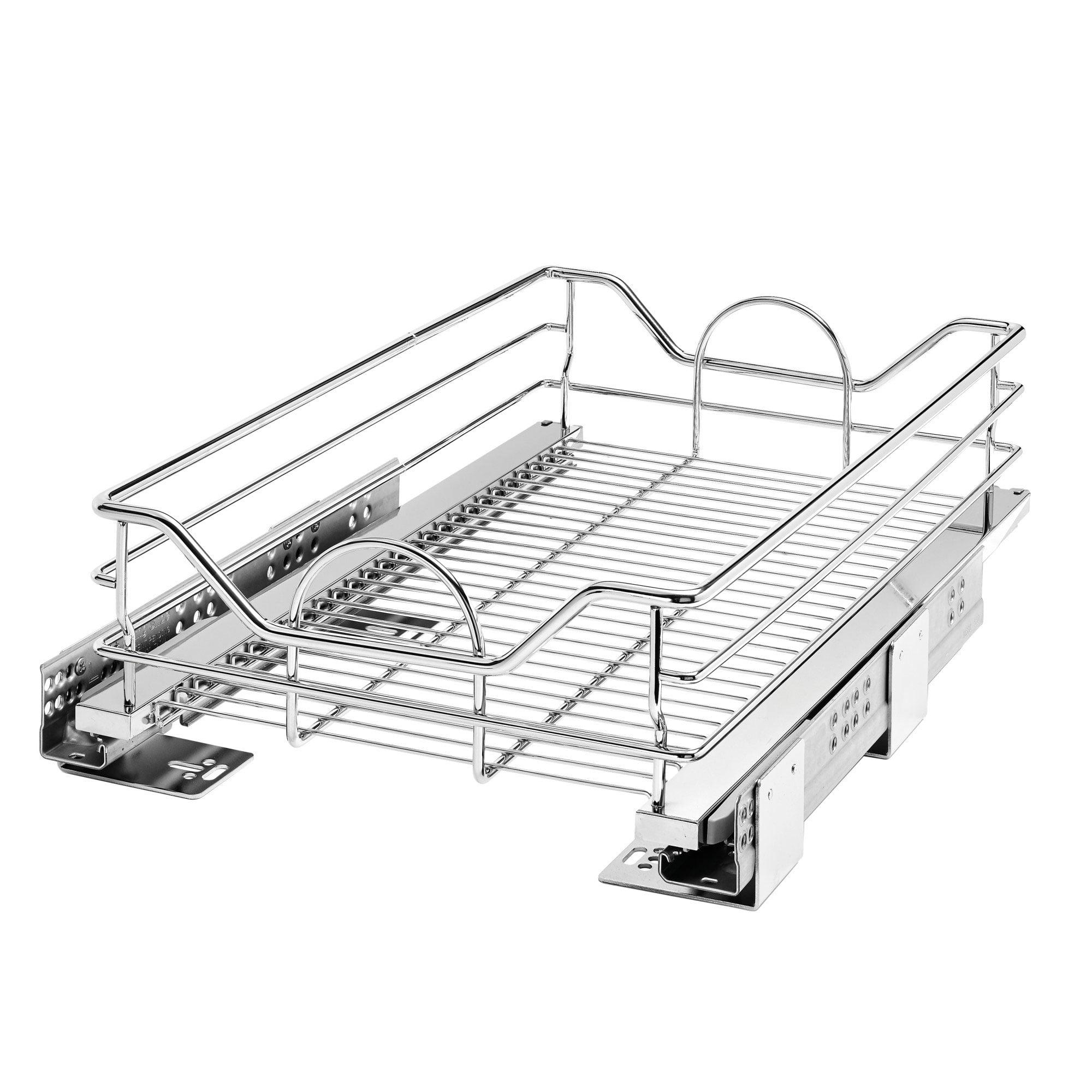 Chrome Steel Pullout Cabinet Organizer with Soft-Close, 14.5 x 21.74 In