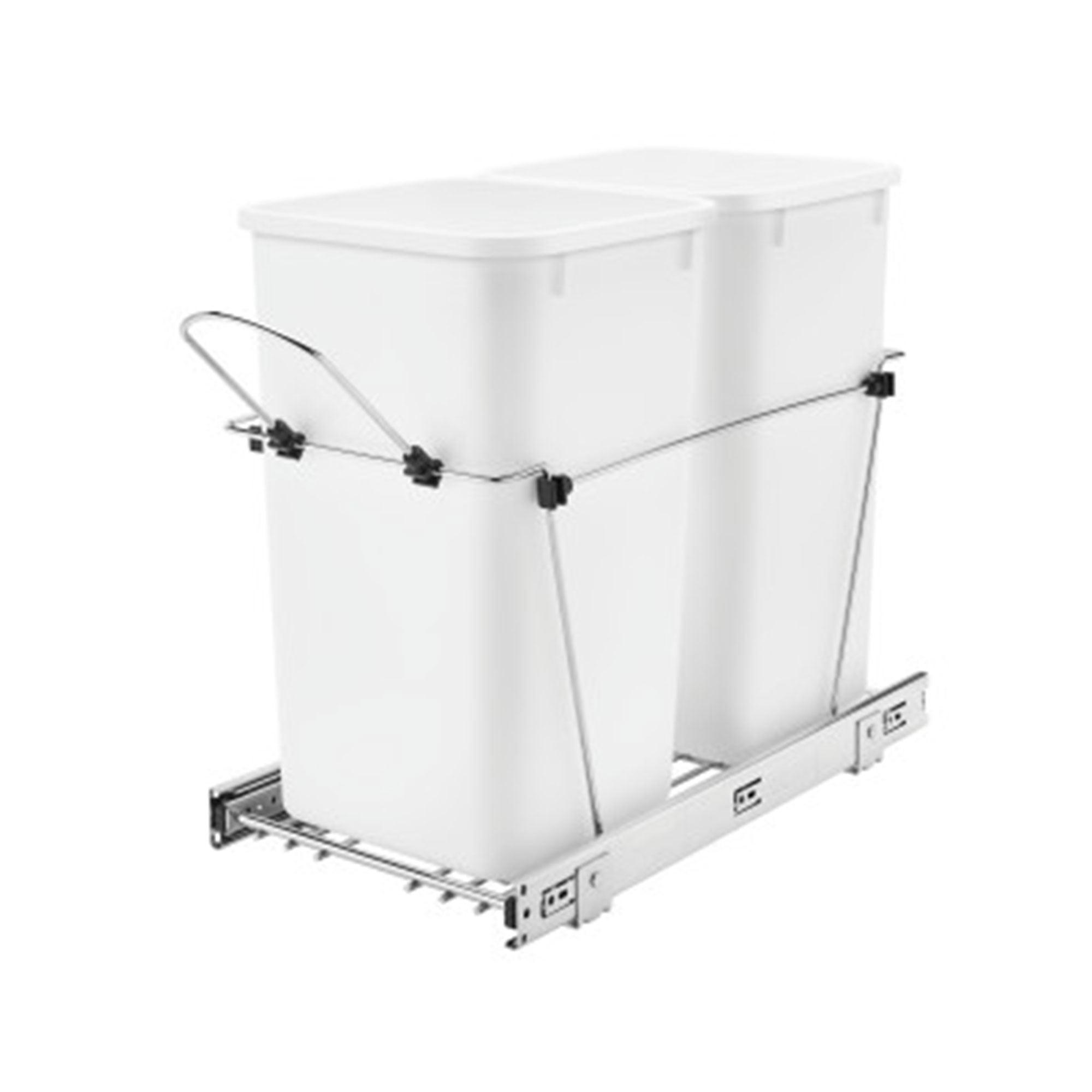 Rev-A-Shelf RV-15KD Series Double 27 Quart Sliding Pull-Out Waste Container for Base Kitchen Cabinet