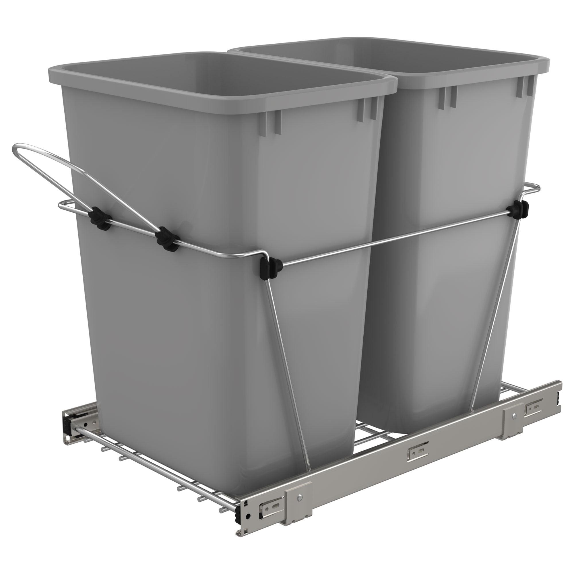 Rev-A-Shelf Double Pull Out Trash Can 35 Qt for Kitchen