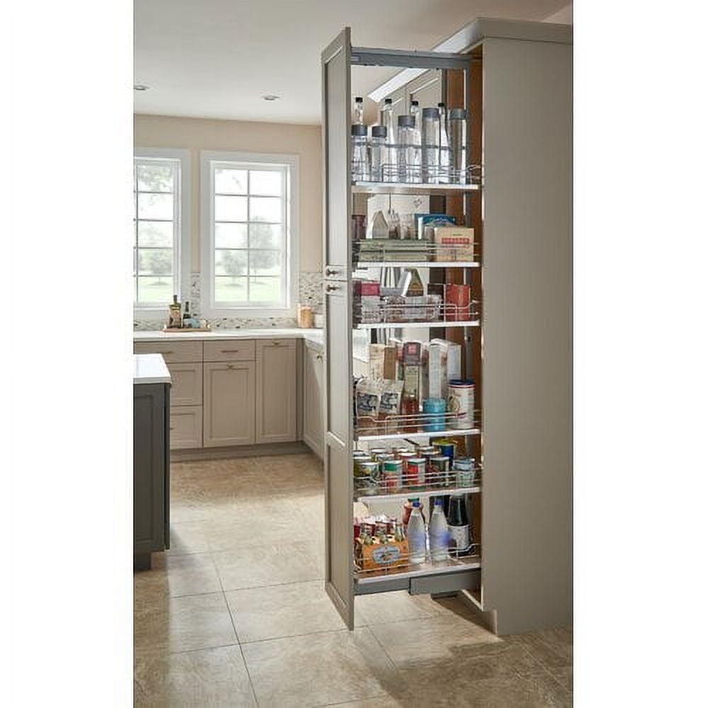 Maple and Chrome Adjustable Pull Out Pantry System