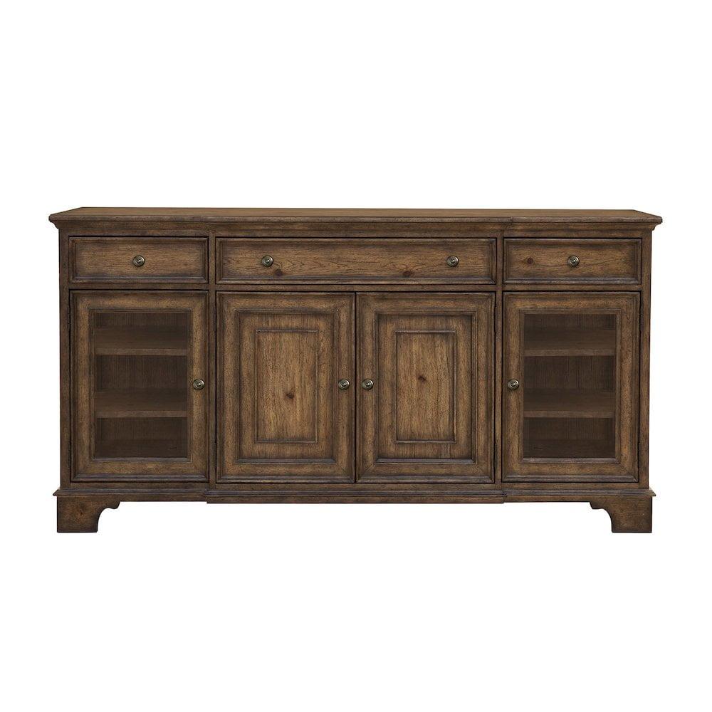 Revival Row Brown 3-Drawer Buffet with Cabinet Doors