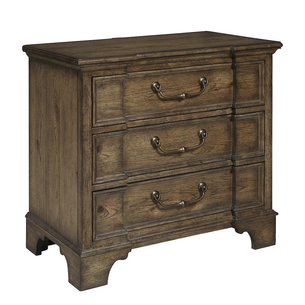 Village Lane Brown 3-Drawer Rubberwood Nightstand