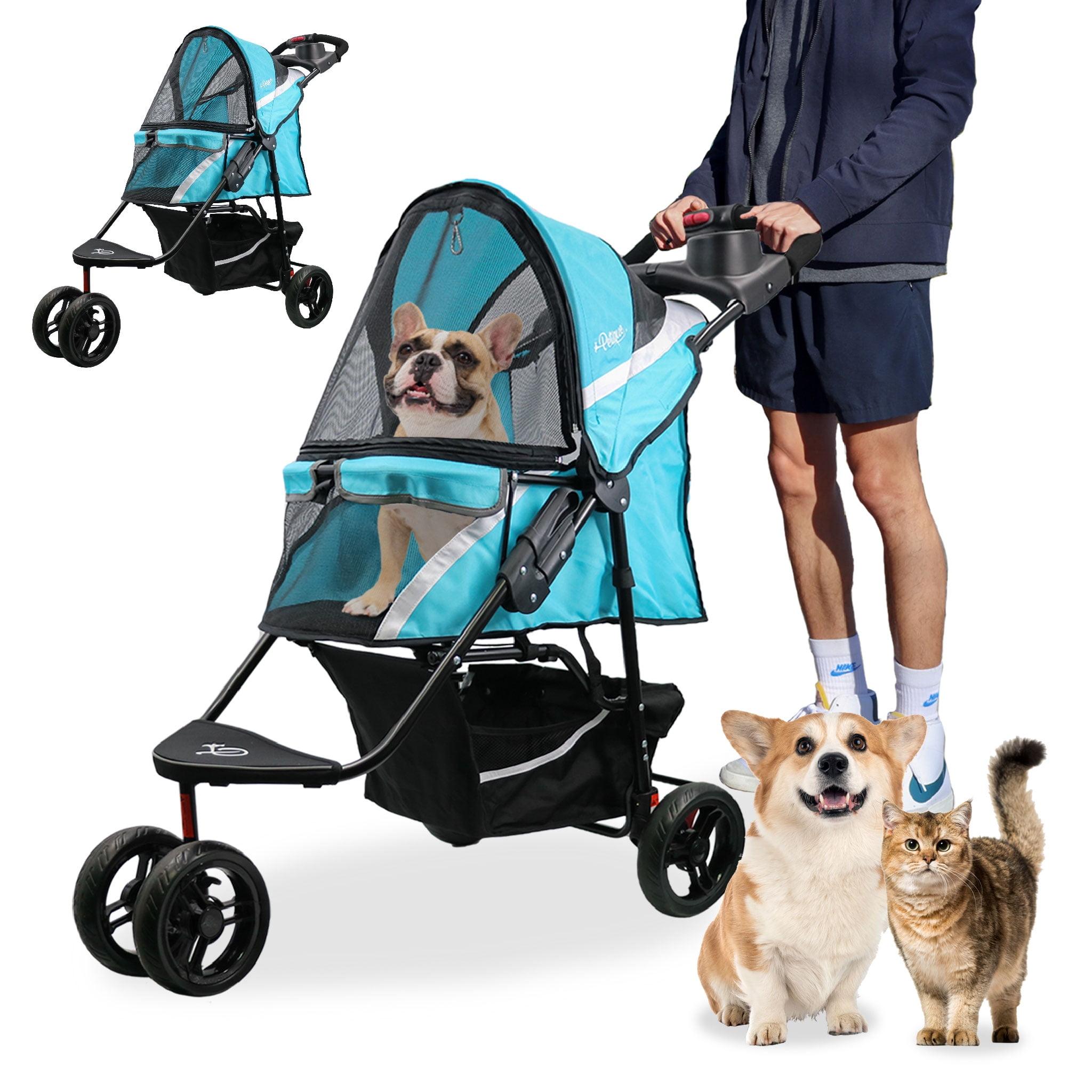 Petique Revolutionary Stroller, Dog Cart for Small to Medium Size Pets, Ventilated Pet Jogger for Cats & Dogs