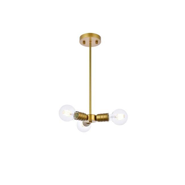 Elegant Lighting Reyes 3 lights brass pendant