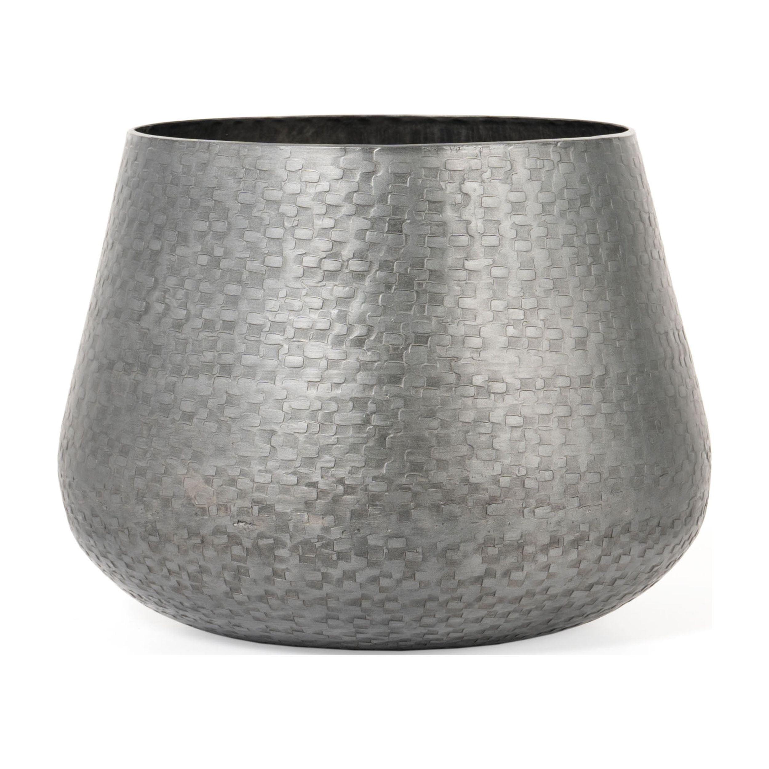 Medium Grey Hammered Metal Indoor Planter