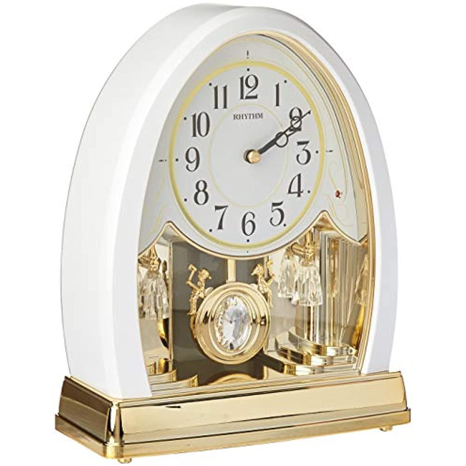 Joyful Crystal Pearl White and Gold Tabletop Clock