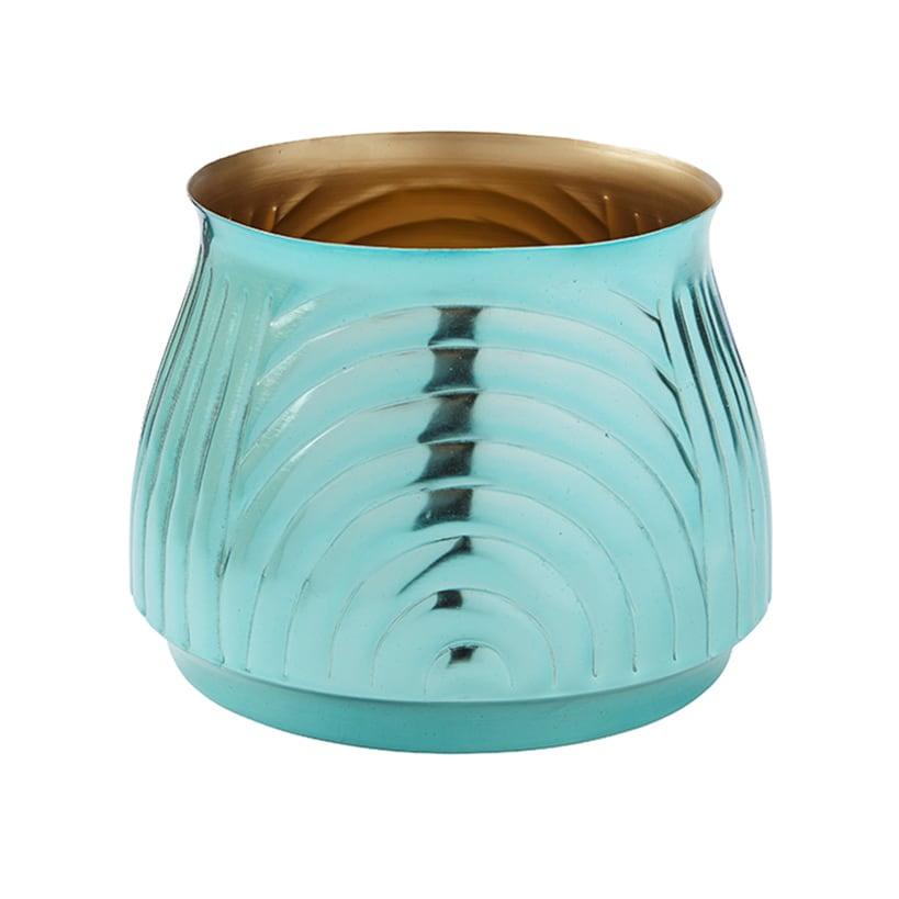 The Lakeside Collection Ribbed Metal Planters - Small