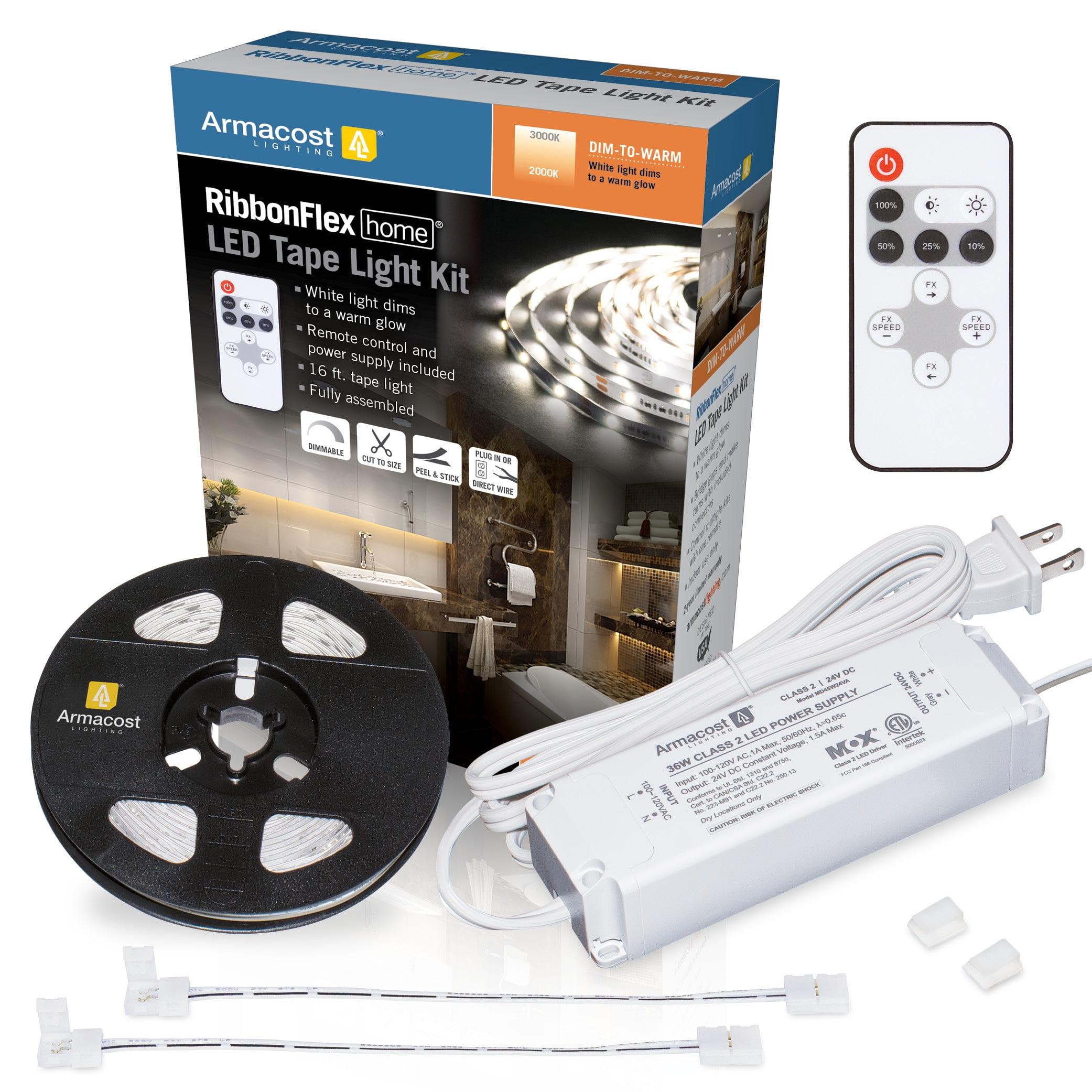 RibbonFlex Home 24V Dim-to-Warm White LED Strip Light Kit