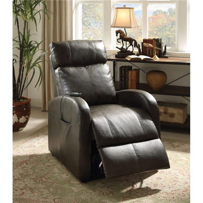 42" Ricardo PU Power Lift Recliner Brown - Acme Furniture: Easy-Operate, Kneading Massage, Comfort Style