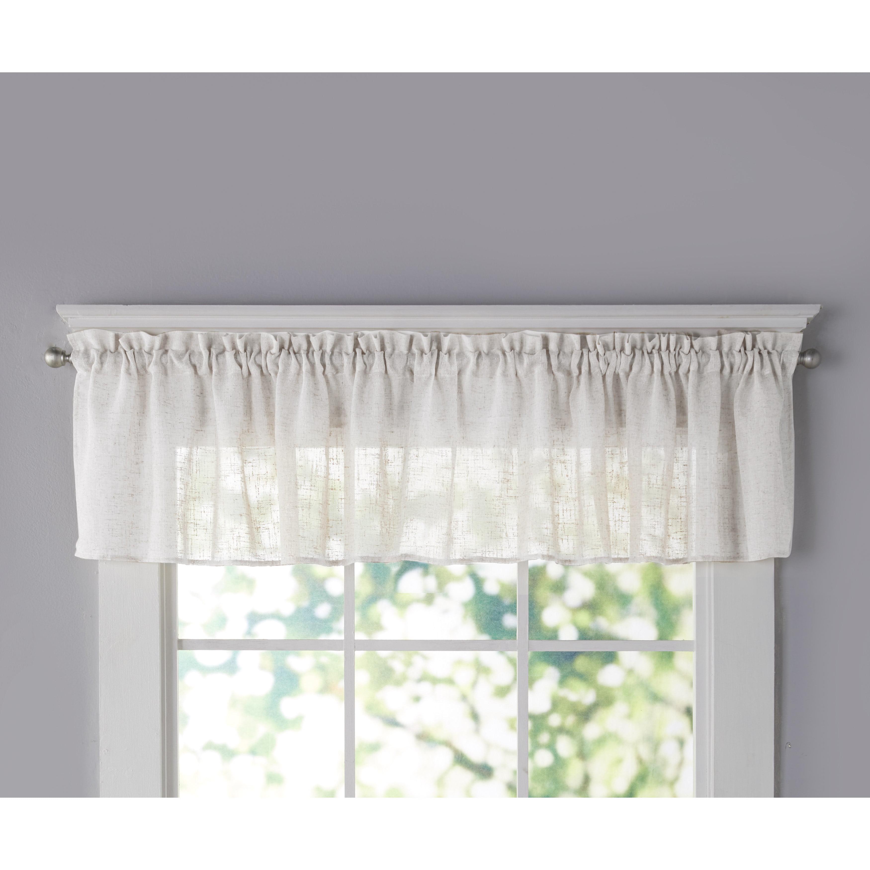 White Linen-Blend Tailored Window Valance with Rod Pocket