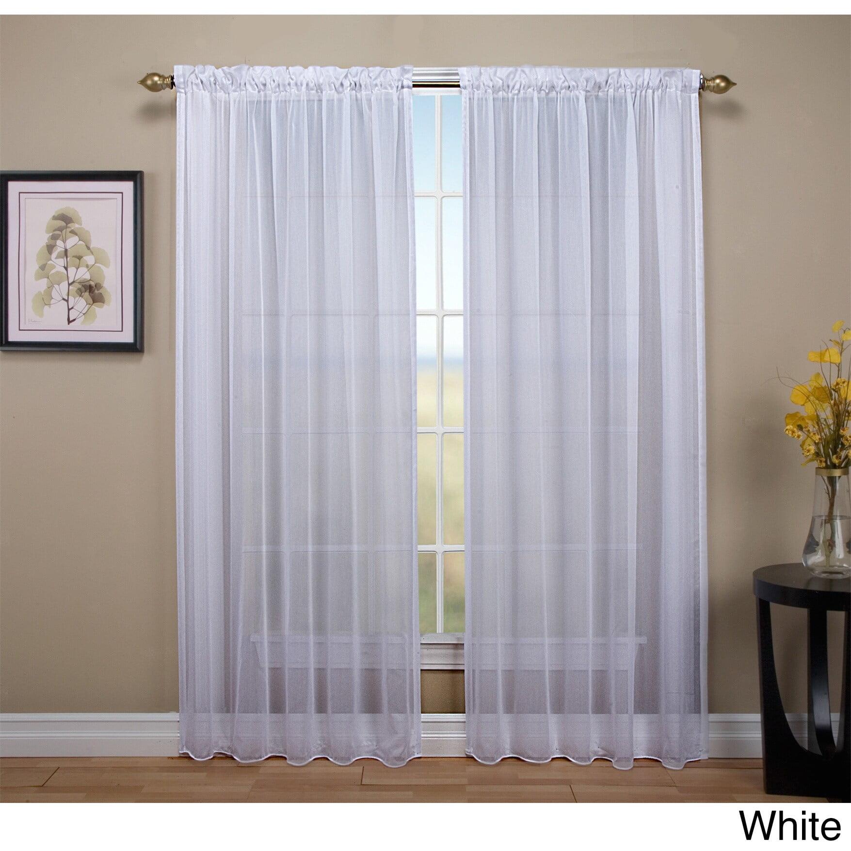 White Sheer Polyester Rod Pocket Curtain Panel