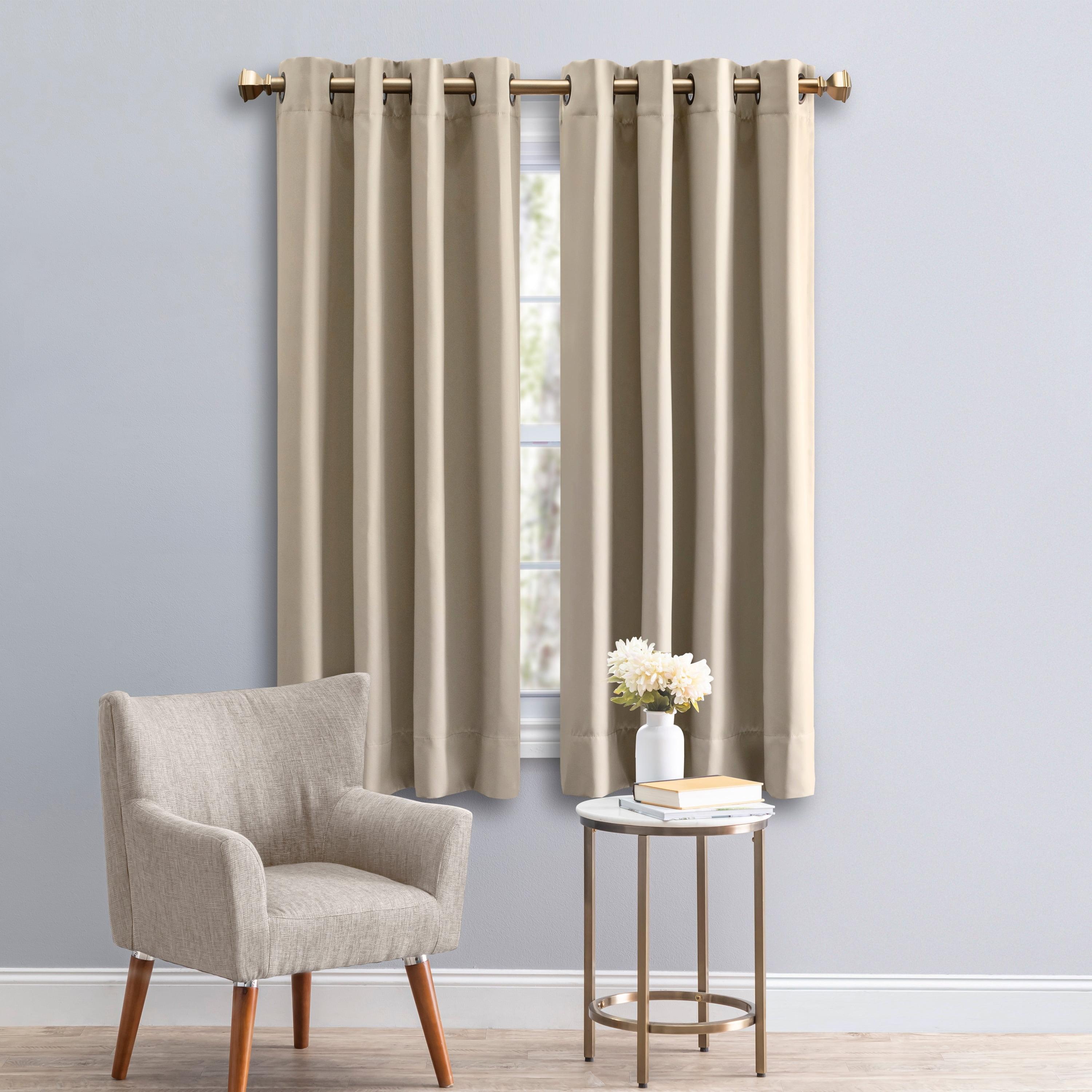 Putty Blackout Grommet Pleated Polyester Curtain Panel