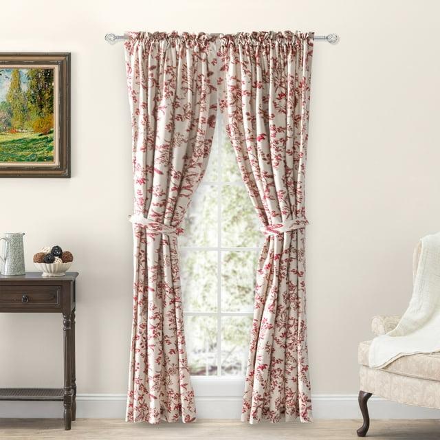 Ricardo Waverly Gardens Rod Pocket Tailored Pair w/Tiebacks 84x72 Garnet